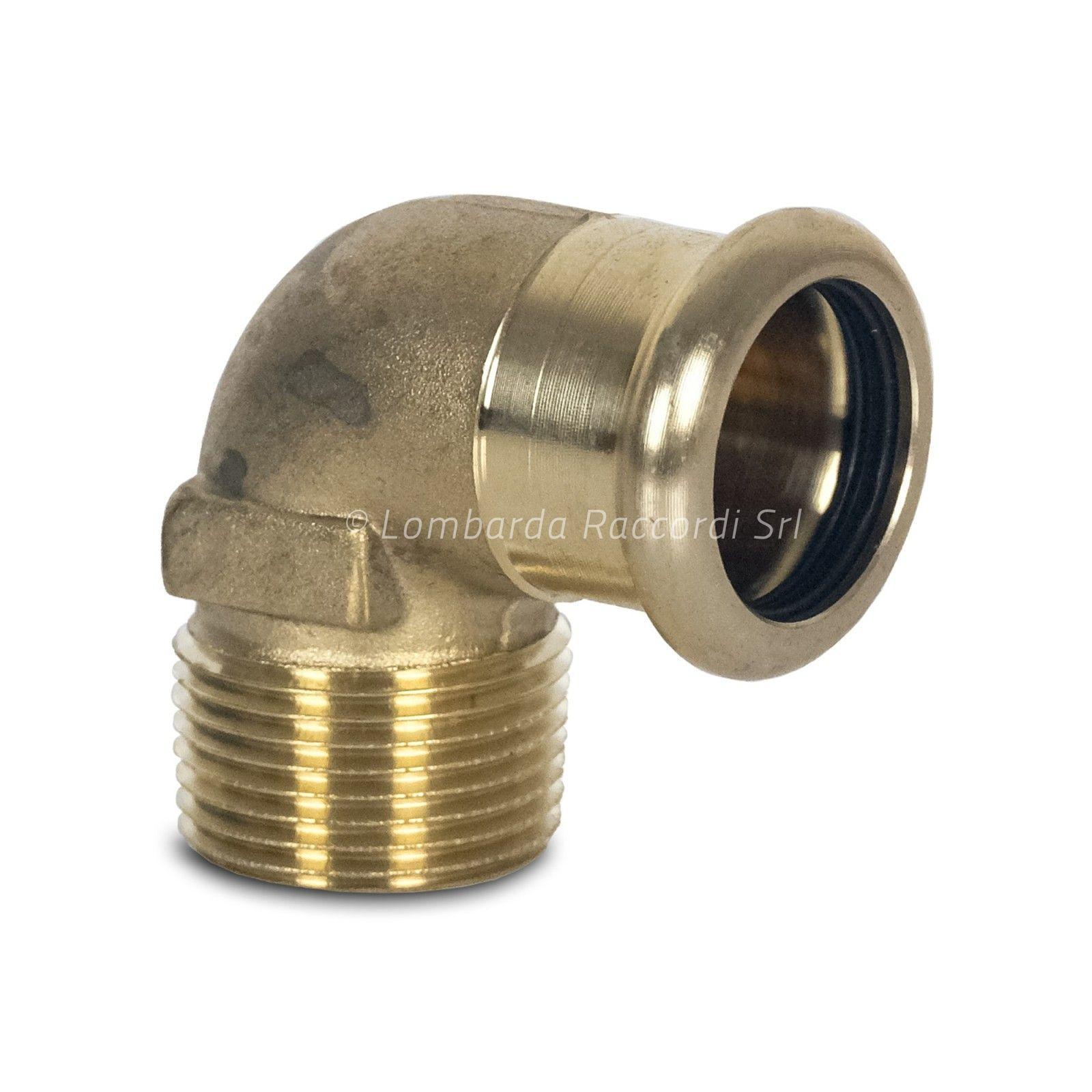 GOMITO A 90° FIL. M x PRESSARE IN BRONZO PER ACQUA