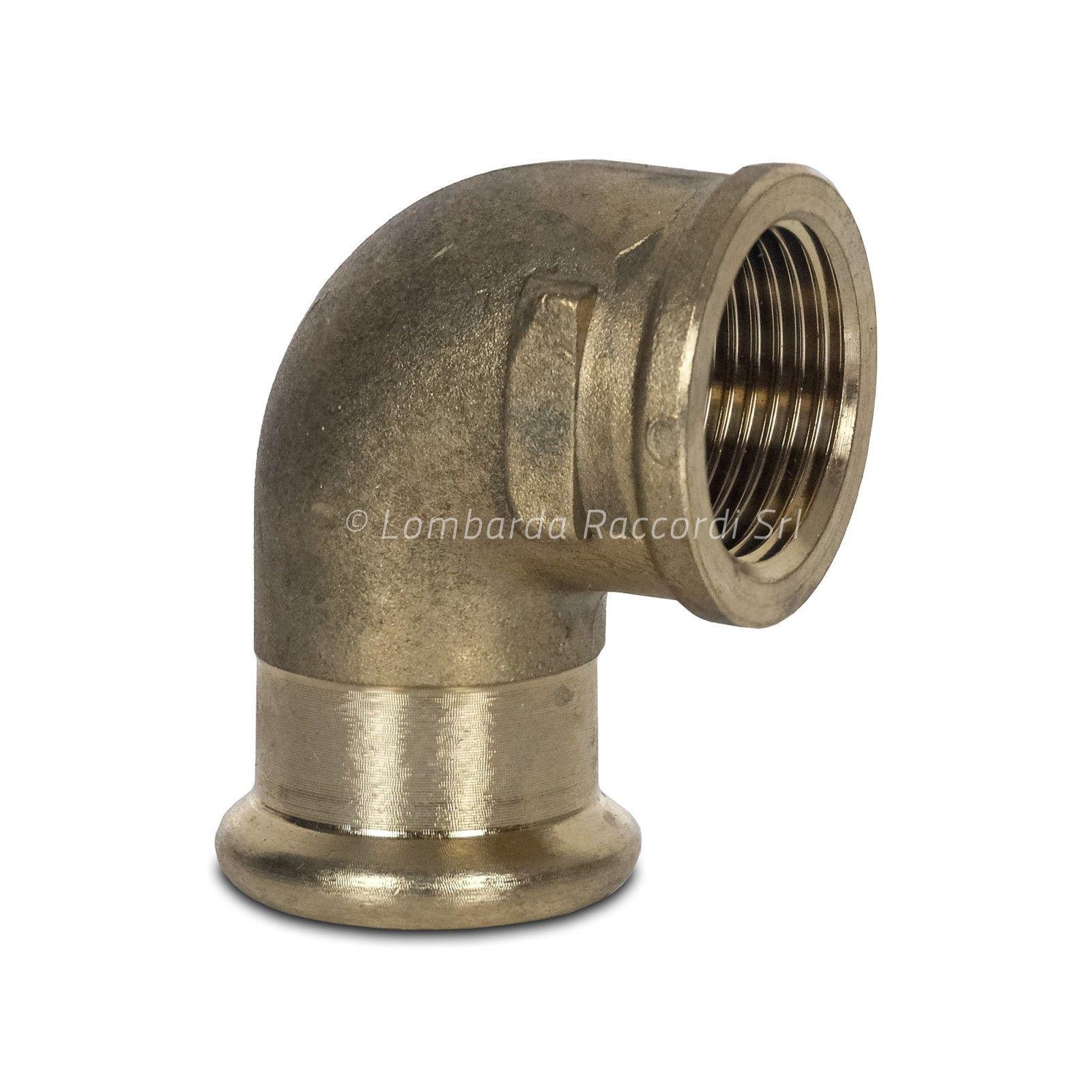 GOMITO A 90° FIL. F x PRESSARE IN BRONZO PER SOLARE