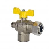 ANGLED BALL VALVE F/F WITH LOOSE NUT AND PRESSURE GAUGE PORT (FOR GAS)