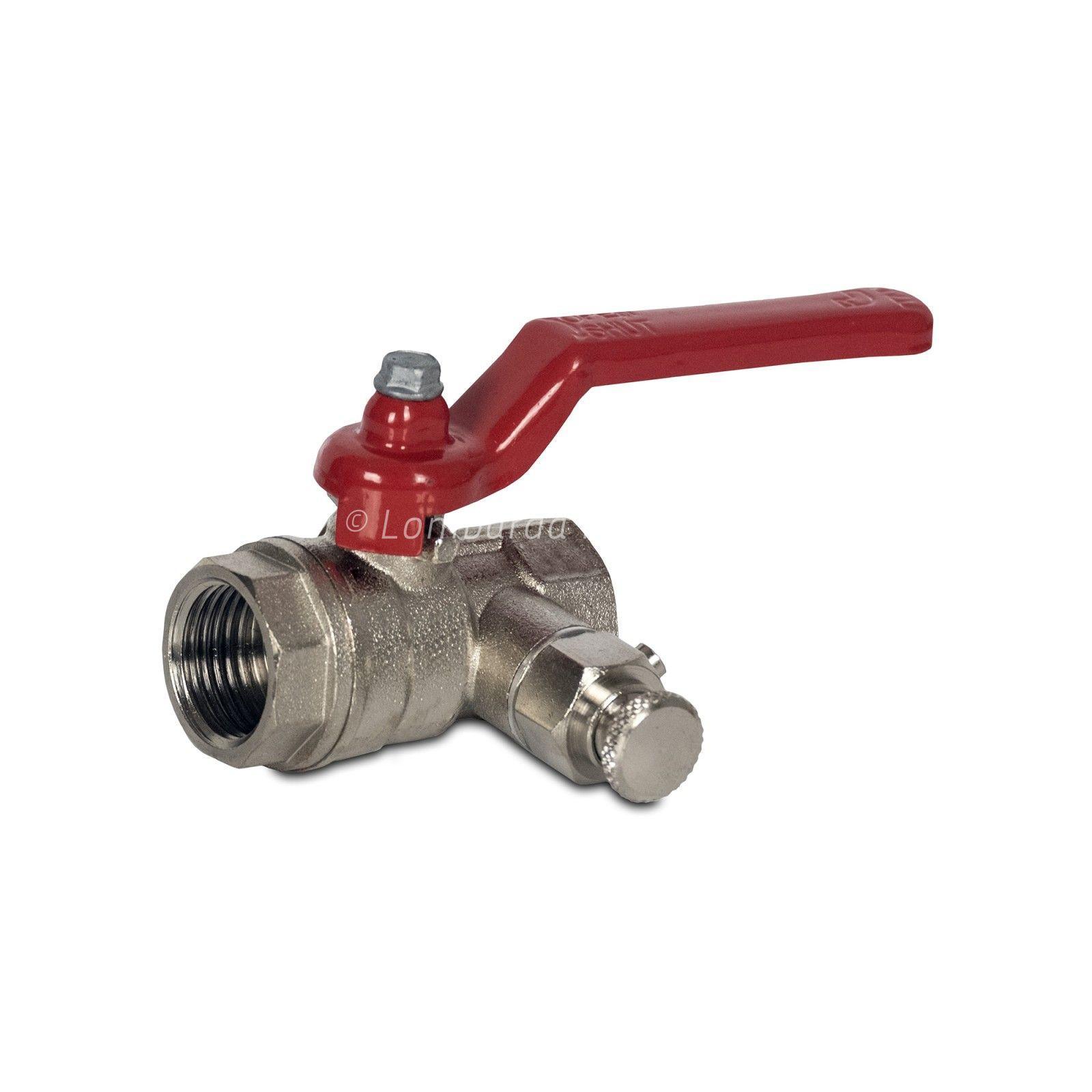 VALVOLA A SFERA F/F CON SPURGO E TAPPO LEVA ROSSA