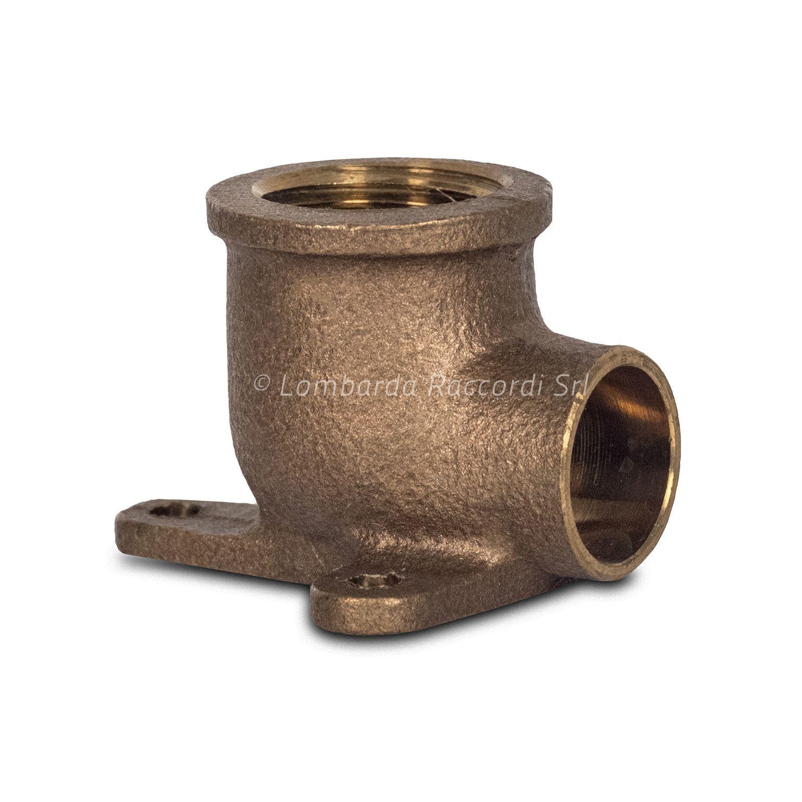 GOMITO 90° FIL. F x TASCA A SALDARE CON FLANGIA 3 FORI