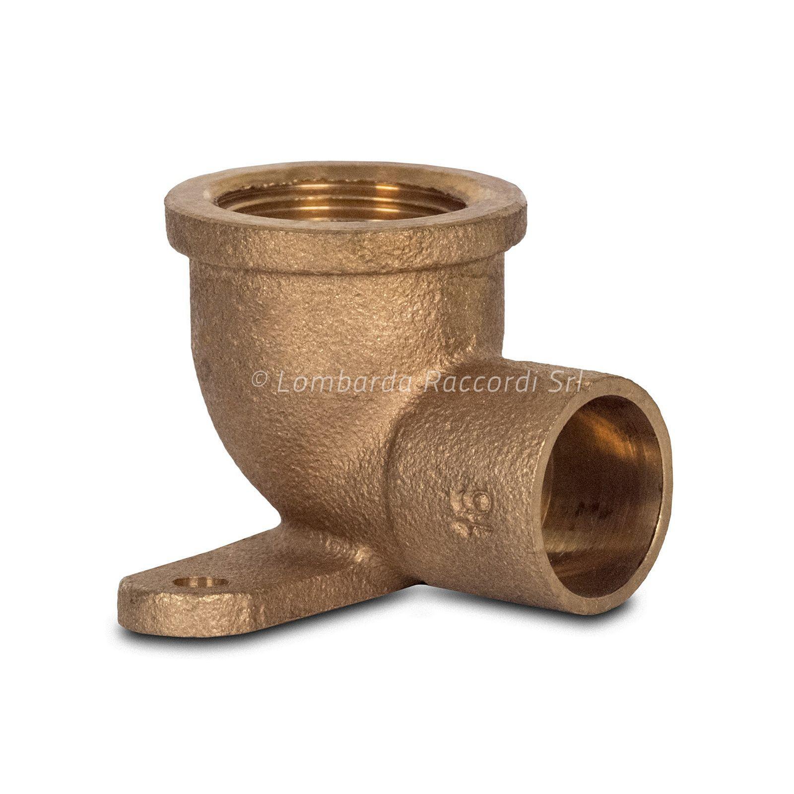 GOMITO 90° FIL. F x TASCA A SALDARE CON FLANGIA 2 FORI
