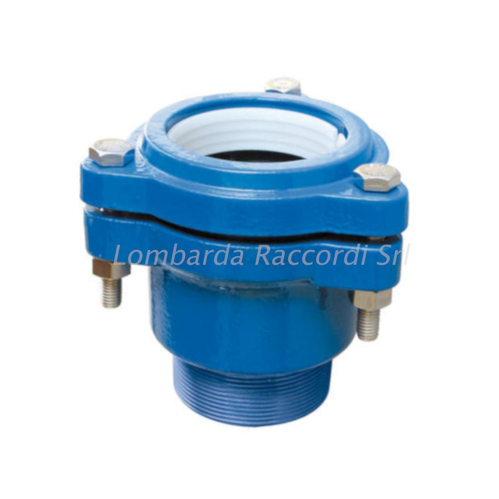 RACC. DRITTO FLANGIATO FIL. M IN GHISA A STRINGERE PER TUBO PE/PVC