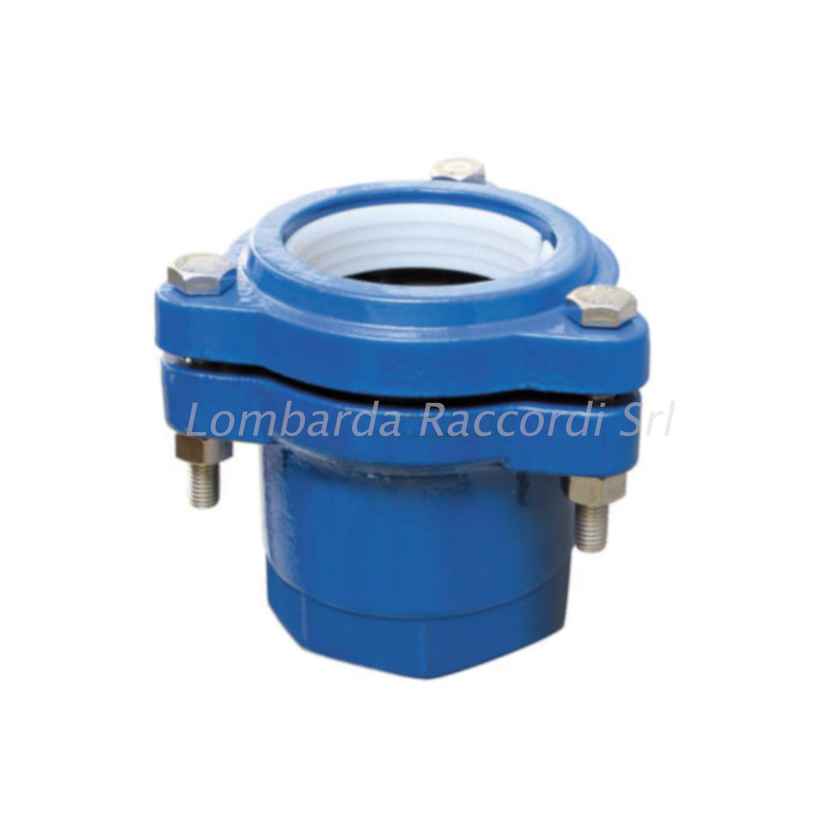 RACC. DRITTO FLANGIATO FIL. F IN GHISA A STRINGERE PER TUBO PE/PVC