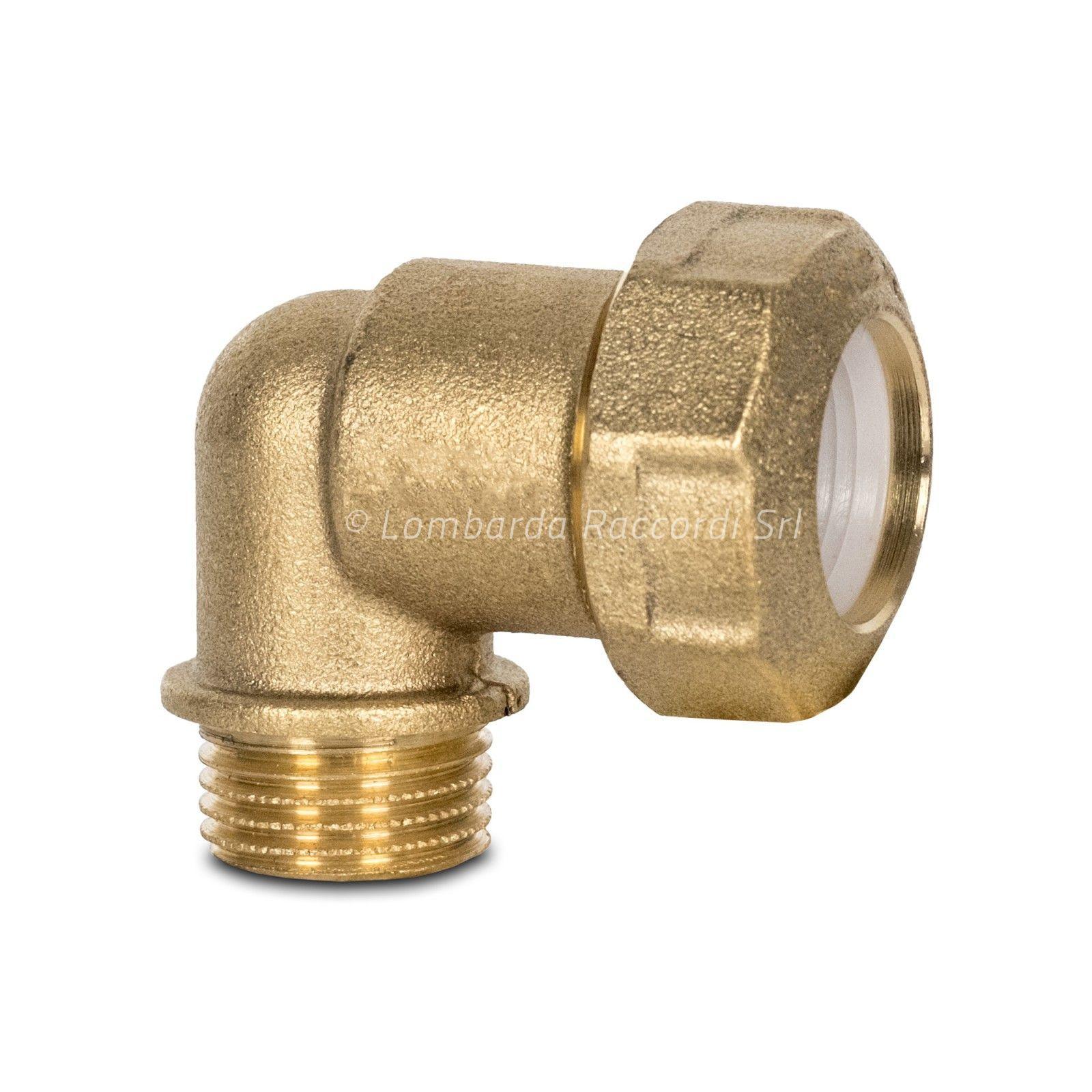 GOMITO A 90° FIL. M IN OTTONE A STRINGERE PER TUBO PE/PVC